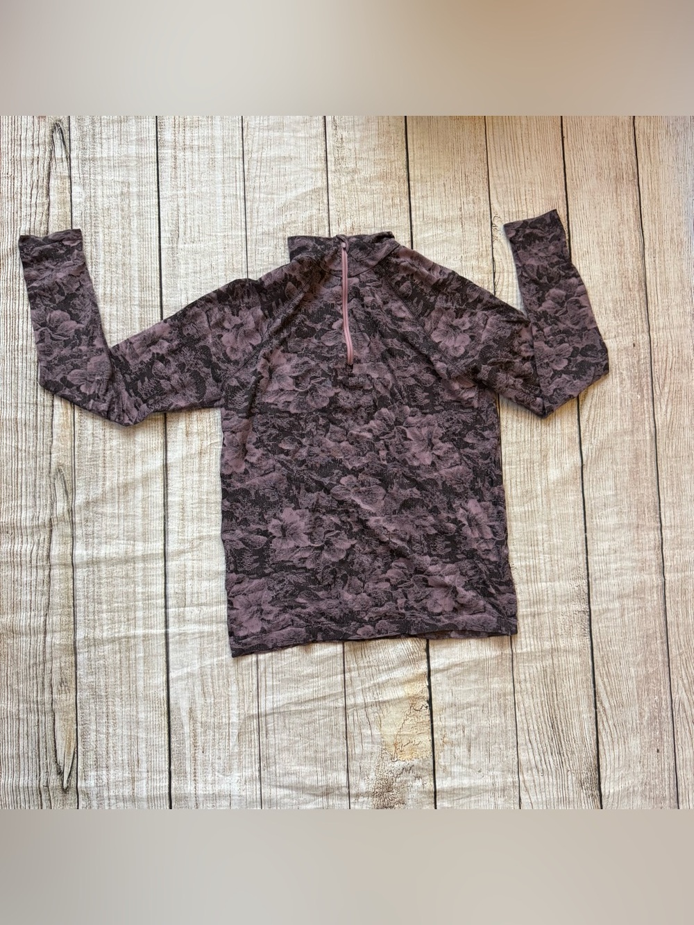 Athleta Momentum Floral Half Zip Long Sleeve Athletic Shirt Purple Size Large